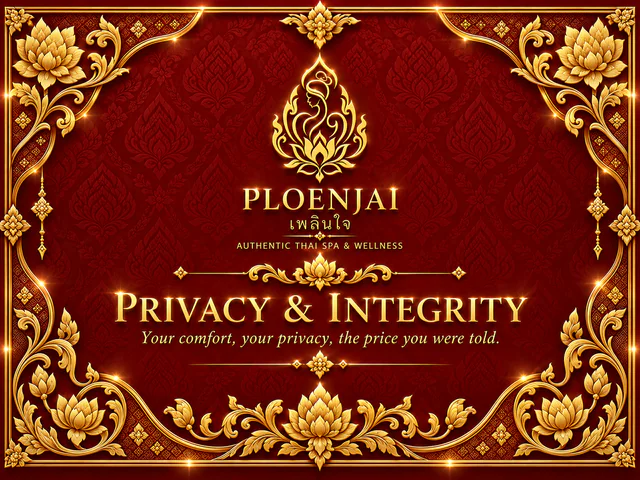 The Ploenjai certificate for Privacy & Integrity, gold on red.